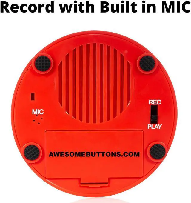 Alt view image 3 of 6 - Record Me Button Racy Red - Unique Cheerful Design Recordable with Built-in MIC, Play Back Your Own Custom Message Any Time