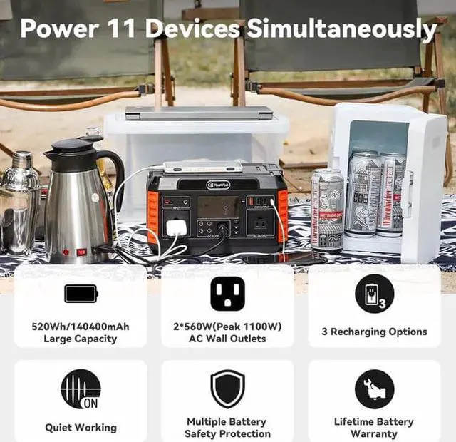 Alt view image 2 of 6 - 560W 520Wh 140400mAh Solar Generator-Universal Socket (220V)