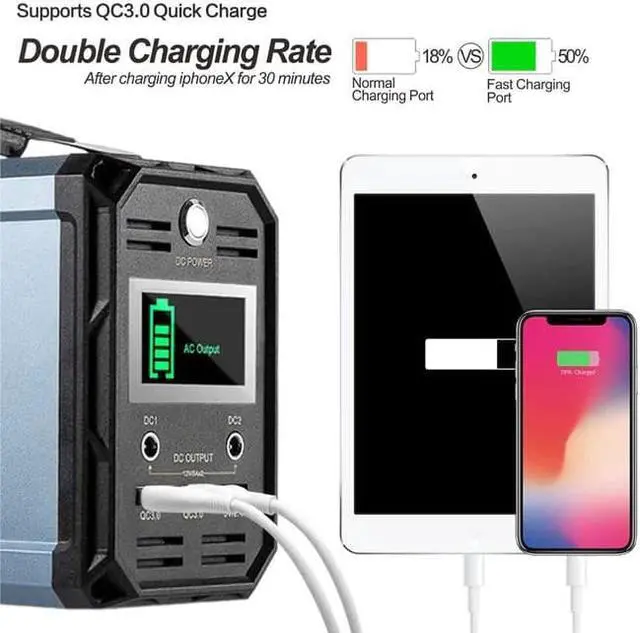 Alt view image 4 of 7 - 60000mAh 300W Solar Generator-US Socket (110V)