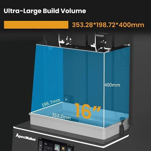 Alt view image 4 of 7 - ApexMaker X1 3D Printer, Industrial Grade 3D Printer, 8K Resin 3D Printer with 16 inch 8K Resolution Mono LCD Screen, 353.2x198.7x400mm Large Size Printing Volume