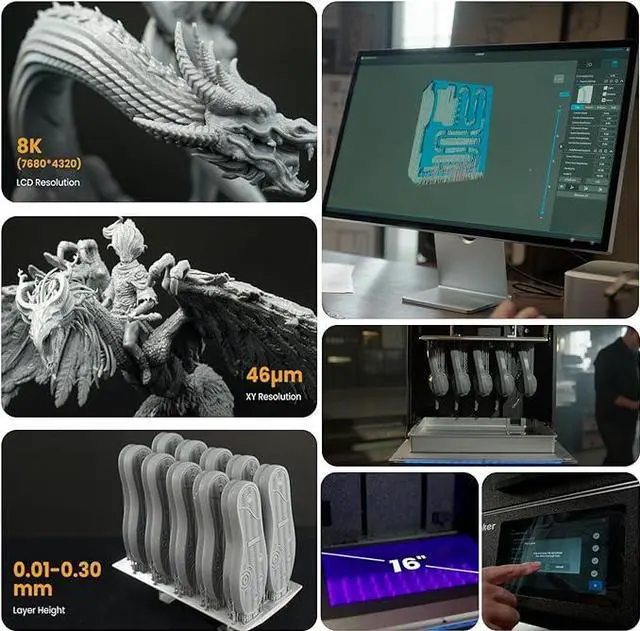 Alt view image 7 of 7 - ApexMaker X1 3D Printer, Industrial Grade 3D Printer, 8K Resin 3D Printer with 16 inch 8K Resolution Mono LCD Screen, 353.2x198.7x400mm Large Size Printing Volume
