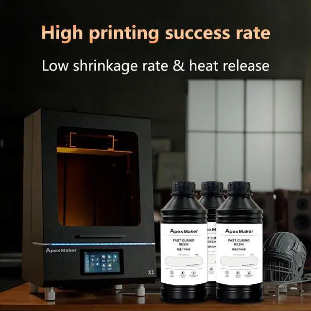 Alt view image 5 of 7 - ApexMaker High Speed 3D Printer Resin, Fast Curing 3D Resin, 405nm High-Precision Excellent Fluidity Printing Liquid Standard photopolymer Low Shrinkage Resin for 2K 4K 8K LCD DLP SLA Printer 1KG Grey