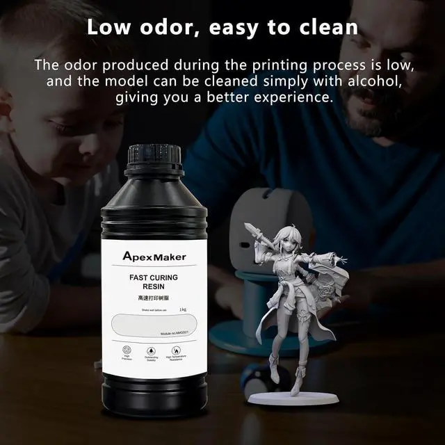 Alt view image 4 of 7 - ApexMaker High Speed 3D Printer Resin, Fast Curing 3D Resin, 405nm High-Precision Excellent Fluidity Printing Liquid Standard photopolymer Low Shrinkage Resin for 2K 4K 8K LCD DLP SLA Printer 1KG Grey