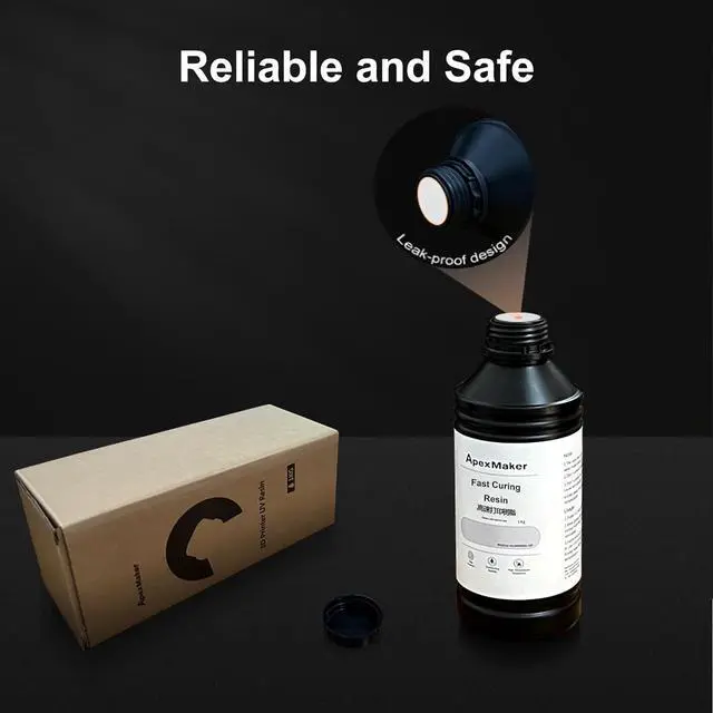 Alt view image 7 of 7 - ApexMaker High Speed 3D Printer Resin, Fast Curing 3D Resin, 405nm High-Precision Excellent Fluidity Printing Liquid Standard photopolymer Low Shrinkage Resin for 2K 4K 8K LCD DLP SLA Printer 1KG Grey