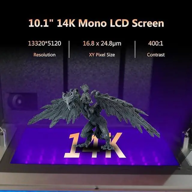 Alt view image 3 of 6 - ApexMaker Mini 14K LCD/MSLA 3D Printer, 10.1 inch Monochrome LCD Screen 13320x5120 XY Resolution for High-Precision Printing, Print Volume 8.8" x 5" x 11"(HWD)