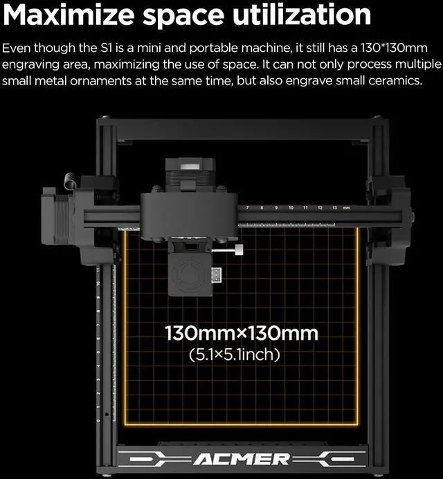 Alt view image 6 of 7 - ACMER S1 Portable Laser Engraver for Beginner Wood Engraving Mini Machine for DIY Crafting Glass, Leather, Engraving Area 5.1"x5.1",Laser Class 4 (S1 6W)