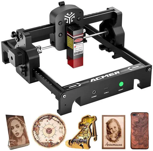 Main image of ACMER S1 Laser Engraver Mini Machine for Crafting Beginner-Friendly Wood Laser Engraving for DIY Jewelry Wood Glass Leather, Engraving Area 5.1"x5.1" (S1 2.5W)