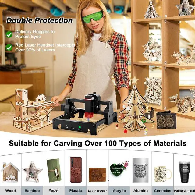 Alt view image 3 of 7 - Acmer S1 Laser Engraver Machine, 3.5W(3500mW) High Precision DIY Laser Cutter and Engraving Machine, 130x130mm Working Area for Wood and Metal ( S1 3.5W)
