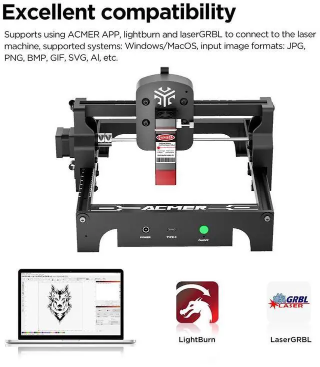 Alt view image 6 of 7 - Acmer S1 Laser Engraver Machine, 3.5W(3500mW) High Precision DIY Laser Cutter and Engraving Machine, 130x130mm Working Area for Wood and Metal ( S1 3.5W)