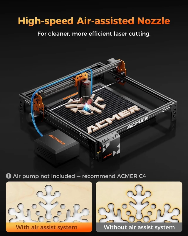 Alt view image 4 of 7 - ACMER P1 S Pro 10W Laser Engraver, 380 x 370mm Diode Laser Cutter, 10,000 mm/min, LightBurn Compatible