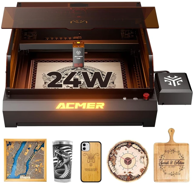Main image of ACMER P3 24W Enclosed Laser Engraver, 400 x 400mm Diode Laser Cutter with Camera, Air Assist and Exhaust System