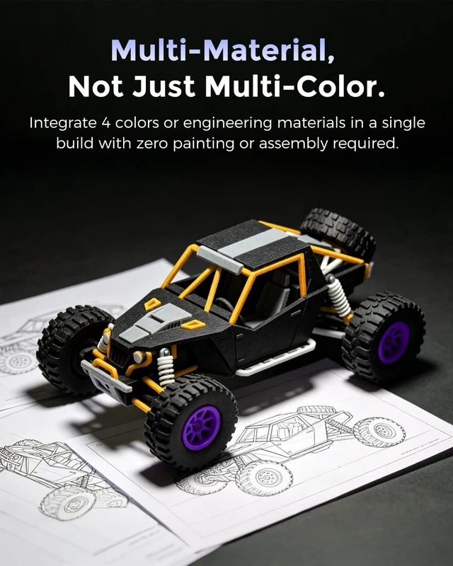 Alt view image 6 of 7 - FLASHFORGE Creator 5 4-Toolhead Multi-Color 3D Printer, 256 x 256 x 256mm, 600 mm/s, Auto Leveling