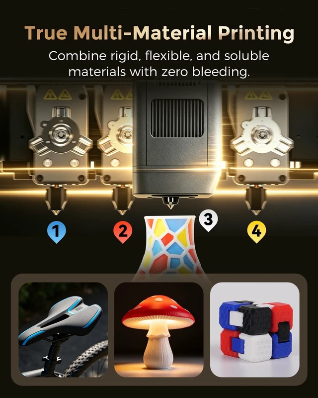 Alt view image 4 of 7 - FLASHFORGE Creator 5 Pro 4-Toolhead Enclosed Multi-Color 3D Printer, 256 x 256 x 256mm, 65°C Heated Chamber