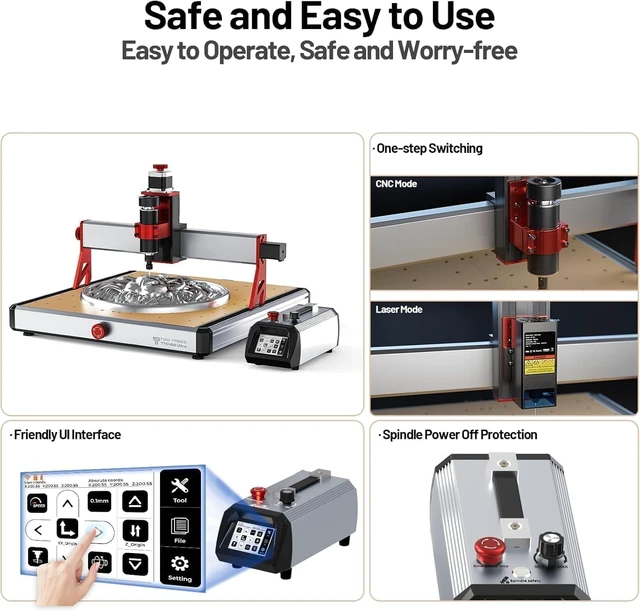 Alt view image 3 of 7 - TwoTrees TTC450 Ultra Desktop CNC Router, 500W Spindle, 460 × 460 × 100 mm Working Area