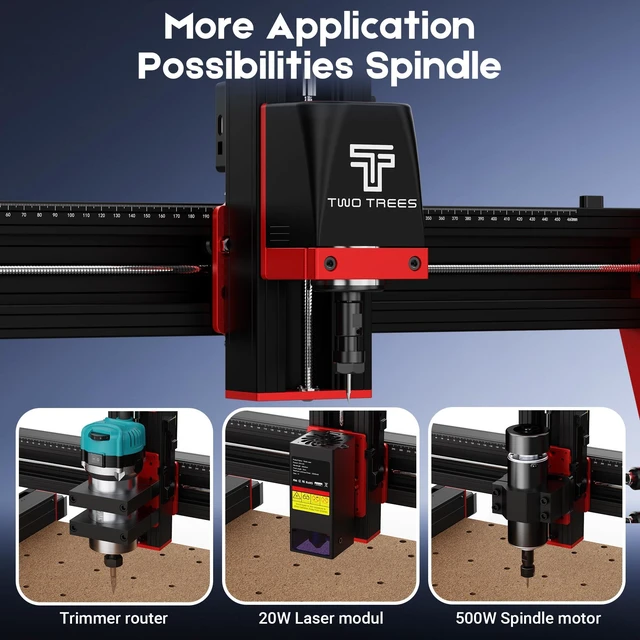 Alt view image 2 of 7 - TwoTrees TTC450 Pro CNC Router Machine 3-Axis Desktop Engraver, 460 x 460 x 80 mm Large Work Area, GRBL Control, 3.5-Inch Touchscreen, Multi-Material Compatibility, Single Set