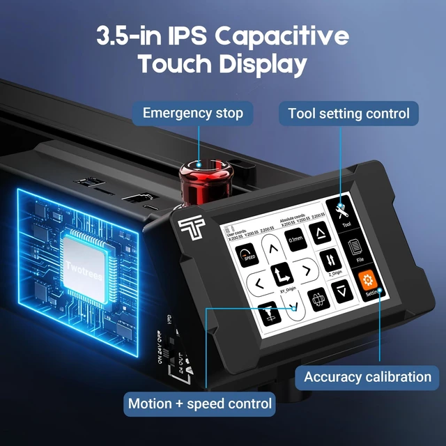 Alt view image 3 of 7 - TwoTrees TTC450 Pro CNC Router Machine 3-Axis Desktop Engraver, 460 x 460 x 80 mm Large Work Area, GRBL Control, 3.5-Inch Touchscreen, Multi-Material Compatibility, Single Set