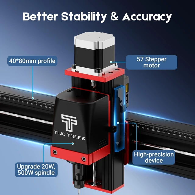 Alt view image 4 of 7 - TwoTrees TTC450 Pro CNC Router Machine 3-Axis Desktop Engraver, 460 x 460 x 80 mm Large Work Area, GRBL Control, 3.5-Inch Touchscreen, Multi-Material Compatibility, Single Set