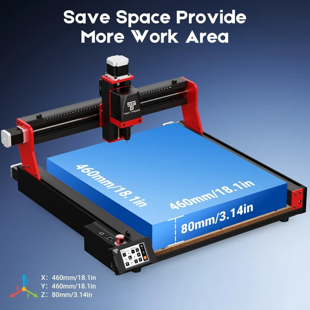 Alt view image 6 of 7 - TwoTrees TTC450 Pro CNC Router Machine 3-Axis Desktop Engraver, 460 x 460 x 80 mm Large Work Area, GRBL Control, 3.5-Inch Touchscreen, Multi-Material Compatibility, Single Set