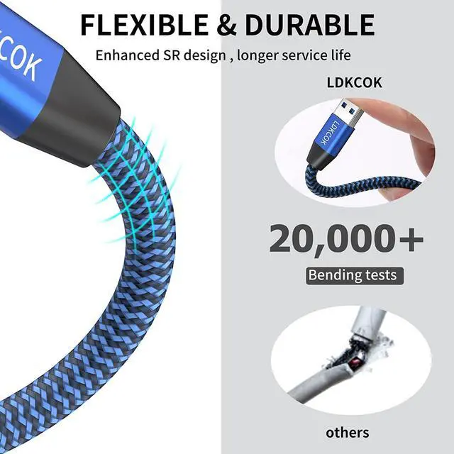 Alt view image 7 of 7 - USB to USB Cable 20FT,Durable Braidedfor USB 3.0 Male to Male Type A to Type A Cable Data Transfer Compatible with Hard Drive, Laptop, DVD Player, TV, USB 3.0 Hub, Monitor, Camera, Set Up Box and More