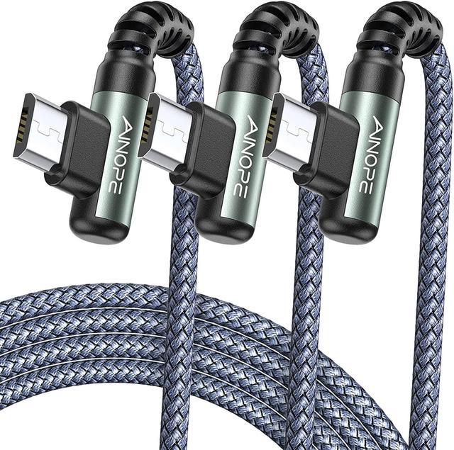 AINOPE Micro USB Cable [3 Pack, 6.6ft/6.6ft/10ft] Fast Charging USB to  Micro USB Charger Cable, Right Angle Nylon Braided Android Charger  Compatible with Fire Tablet, Kindle, Samsung Galaxy, Android 