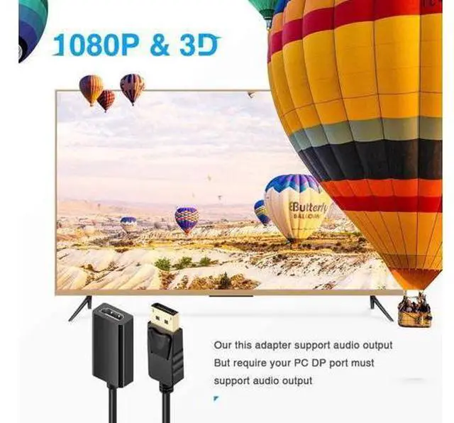 Alt view image 17 of 20 - DisplayPort to HDMI Adapter DP to HDMI Adapter Cable Male to Female Support 1080P 3D for Display Port Enabled Desktops and Laptops to Connect to HDMI Displays Adapter