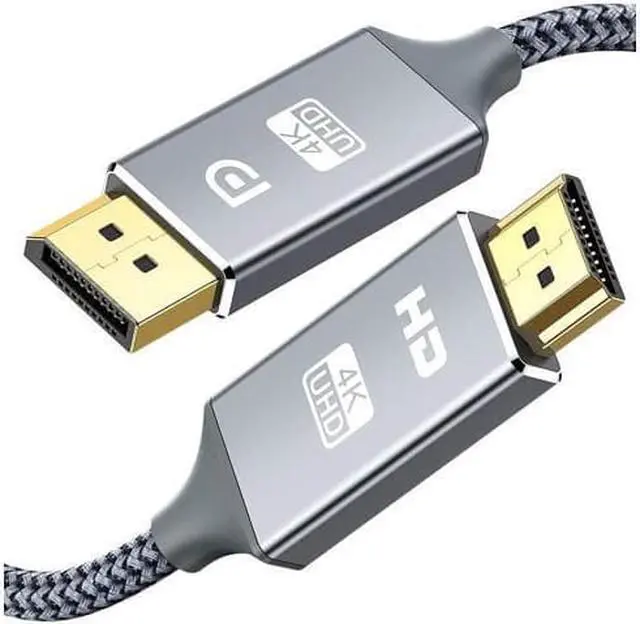 Alt view image 8 of 14 - DisplayPort to HDMI Cable,Capshi [4K UHD] Uni-Directional Nylon Braided Gold-Plated DP to HDMI Cord Display Port to HDMI Male Connector -6 Feet