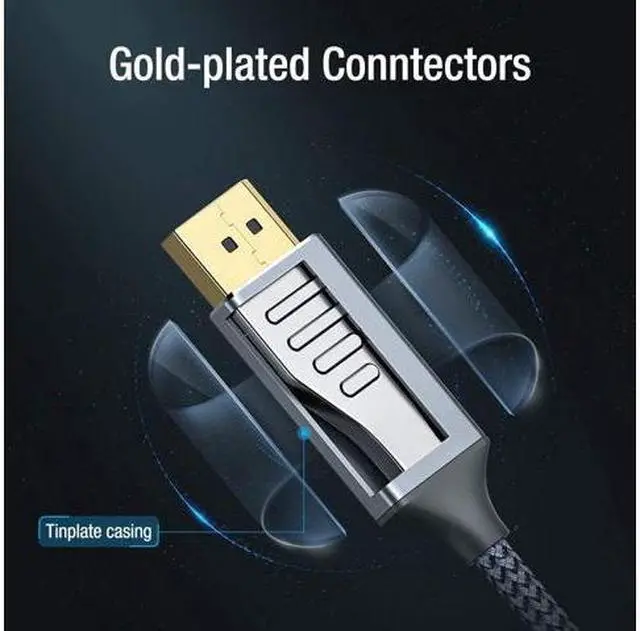 Alt view image 13 of 14 - DisplayPort to HDMI Cable,Capshi [4K UHD] Uni-Directional Nylon Braided Gold-Plated DP to HDMI Cord Display Port to HDMI Male Connector -6 Feet