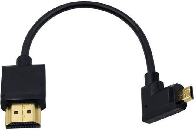 Main image of Micro HDMI to Standard HDMI Cable Micro HDMI to HDMI Adapter Cable Extreme Thin Right Angled Micro HDMI Male to HDMI Male Cable for 1080P 4K UltraHD 3D Ethernet (6 inch/ 15cm)