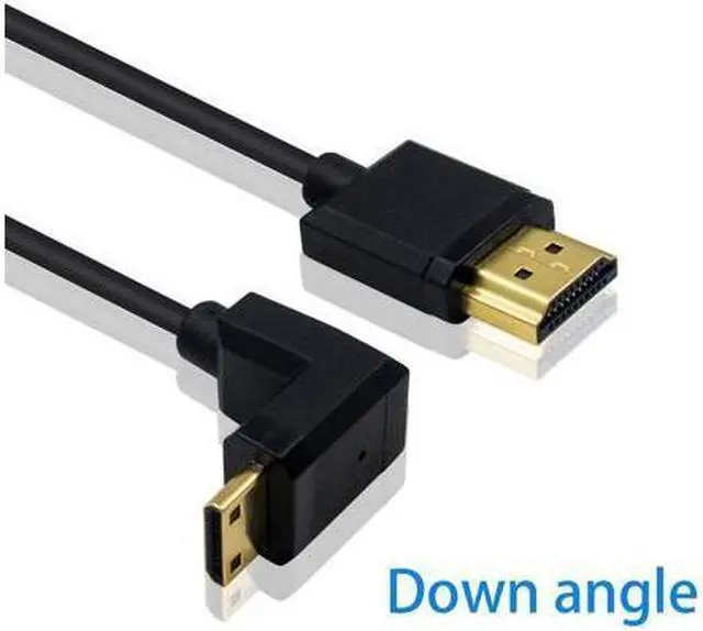 Alt view image 2 of 7 - Duttek Mini HDMI to Standard HDMI Cable HDMI to Mini HDMI Cable Ultra-Thin Down Angled 90 Degree Mini HDMI Male to HDMI Male Cable Support 4K Ultra HD 1080p 3D(HDMI 2.0) (15cm/6 inch)