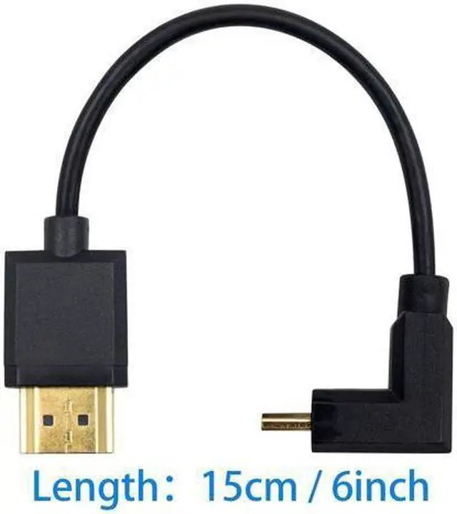 Alt view image 4 of 7 - Duttek Mini HDMI to Standard HDMI Cable HDMI to Mini HDMI Cable Ultra-Thin Down Angled 90 Degree Mini HDMI Male to HDMI Male Cable Support 4K Ultra HD 1080p 3D(HDMI 2.0) (15cm/6 inch)