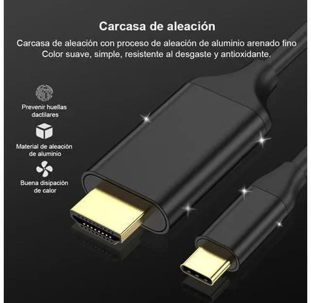 Alt view image 9 of 10 - USB C to HDMI Cable Adapter 6ft 4K,DEFEILIN USB Type C to HDMI Cable Thunderbolt 3 Compatible with MacBook Pro 2018 IPad pro,Samsung S9 S10,Surface Book 2,Dell XPS 13/15,Pixelbook More