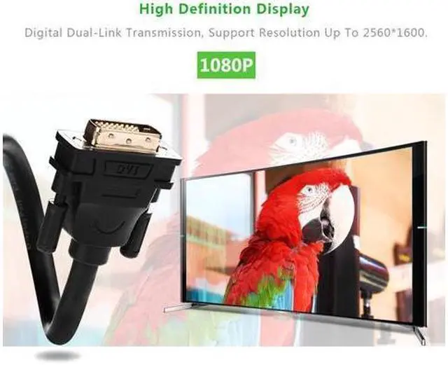 Alt view image 14 of 14 - (3.3ft/1m) DVI Extension cable,DVI-D 24+1 Dual Link Male to Male Digital Video Cable Gold Plated with Ferrite Core Support 2560x1600 and 3D for Gaming, DVD, Laptop, HDTV and Projector,  11672