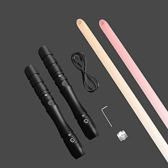 Alt view image 7 of 7 - Classic Lightsaber Black Series RGB LED Light Saber Force FX Metal Aluminum Hilt, Heavy Dueling Blaster Sound 2set Gray