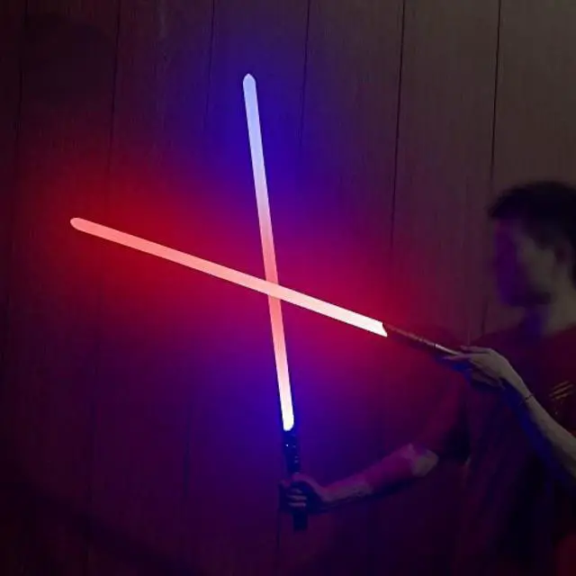 Alt view image 6 of 7 - Classic Lightsaber Black Series RGB LED Light Saber Force FX Metal Aluminum Hilt, Heavy Dueling Blaster Sound 2set Gray