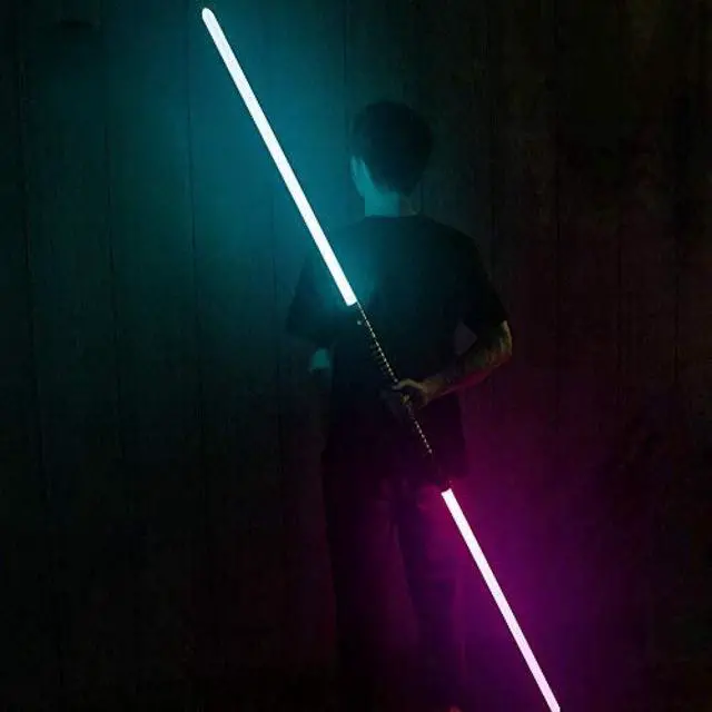 Alt view image 5 of 7 - Lightsaber RGB 16 Colors Changing Metal Aluminum Hilt, Ghost Premium Force FX Black Series Light Saber with 3 Mode Sound,Support Real Heavy Dueling Setof2