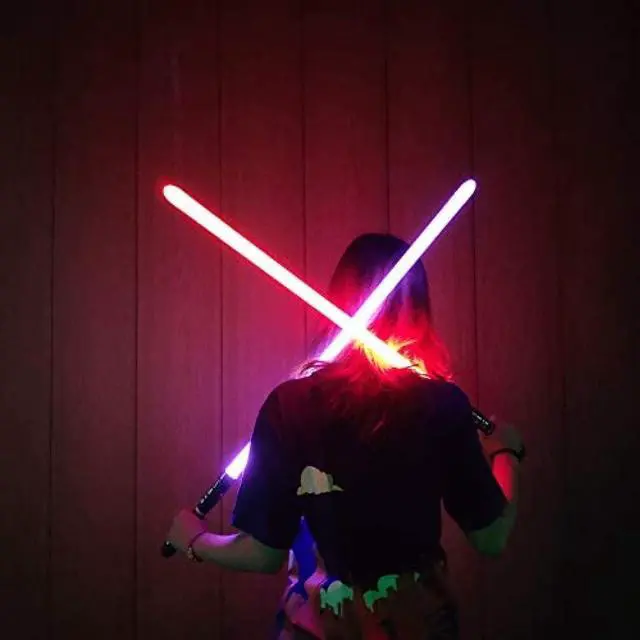 Alt view image 2 of 7 - Lightsaber RGB 16 Colors Changing Metal Aluminum Hilt, Ghost Premium Force FX Black Series Light Saber with 3 Mode Sound,Support Real Heavy Dueling Setof2