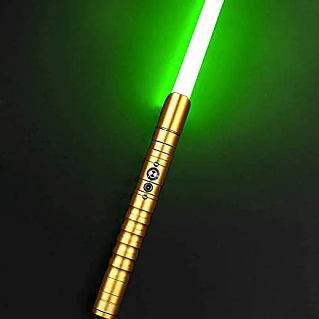 Alt view image 2 of 2 - Lightsaber, Children'S Toy Sword Parent-Child Lightsaber Glowing Sword With Black Metal Hilt, 11 Color Changing Lighting, Sound Effects Ideal For Adult Kids Toys Light Saber GoldenHandle-greenLight