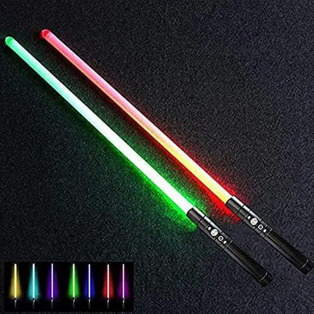 Alt view image 2 of 2 - Children'S Toy Lightsaber, 2 Lightsabers, 7 LED Colors Can Be Changed, Including Lightsaber Connector 004Black