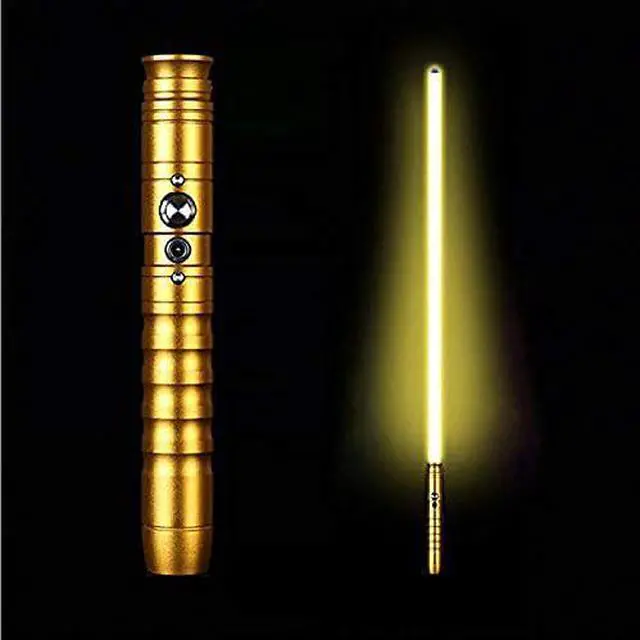 Alt view image 2 of 2 - Lightsaber Jedi Sith Aluminum Hilt Changing Led Light Saber Support Heavy Dueling for Adult GoldenHandle--yellowLight