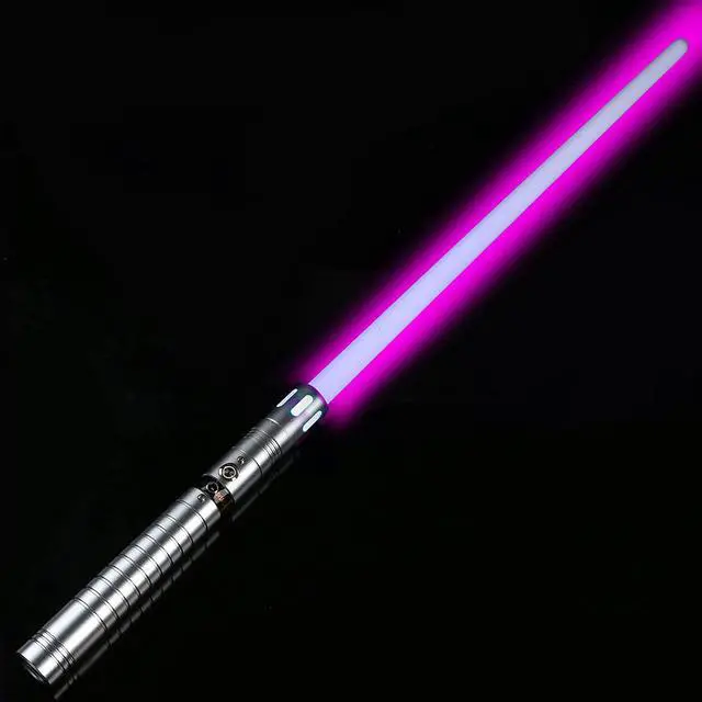 Alt view image 2 of 2 - Dueling Lightsaber, RGB 19 Colors Changeable Premium Aluminium Alloy Hilt Light Saber with 4 Mode Sound Force Lightsabers Silver