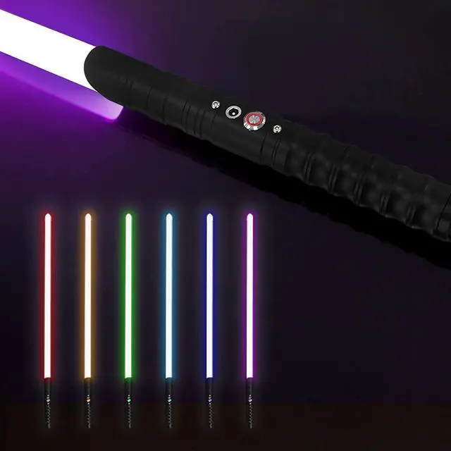 Main image of Lightsaber Force FX Metal Aluminum Hilt, Black Series RGB LED Light Saber Heavy Dueling Blaster Sound Black