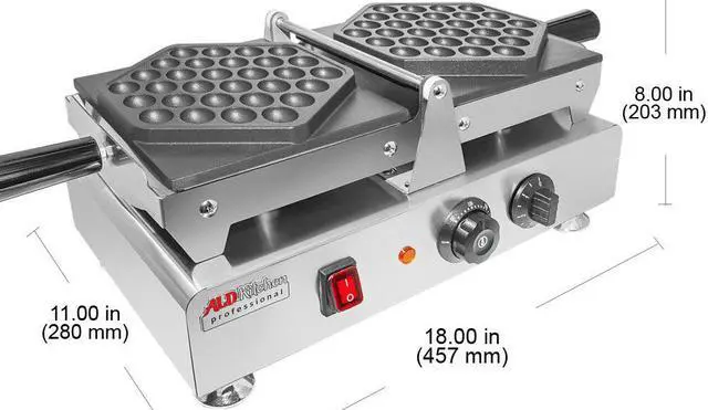 Alt view image 2 of 7 - Bubble Waffle Maker | Swing Type Bubble Waffle Iron | Improved Manual Thermostat | Nonstick Coating
