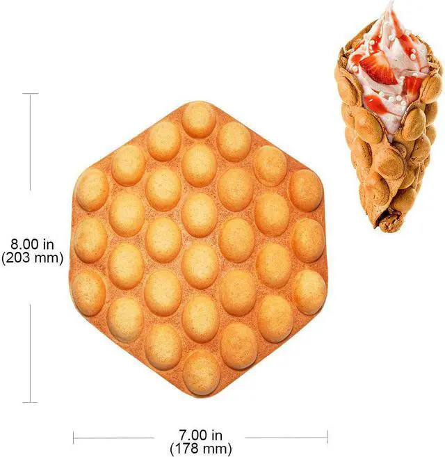 Alt view image 3 of 7 - Bubble Waffle Maker | Egg Waffle Machine | Electric Bubble Waffle Iron | 2 Hexagon Shaped Waffles