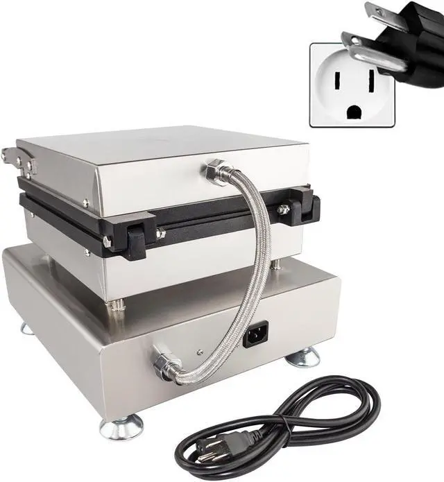 Alt view image 5 of 7 - AP-505 Belgian Waffle Iron | Press Type | 4 Square Waffles | Professional Use | Stainless Steel | Nonstick