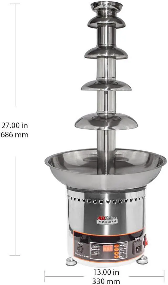 Alt view image 2 of 7 - A-CF5D Chocolate Fountain | 5-tier Stainless Steel Chocolate Fondue Fountain | Digital Display | 300W