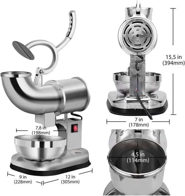 Alt view image 2 of 7 - A-FSX10 Commercial Shaved Ice Machine | Ice Crusher for Snow Cones and Frozen Drinks | Stainless Steel