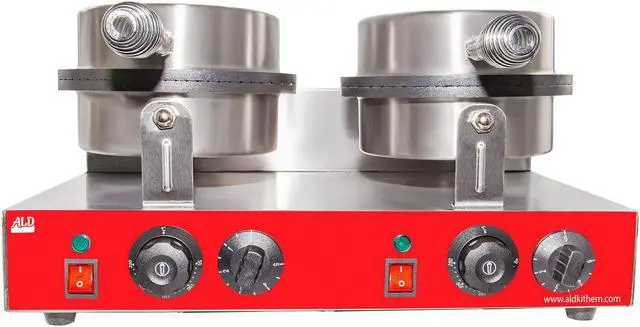 Alt view image 5 of 7 - AR-HCB2_Red Waffle Cone Maker | Commercial Double Waffle Cone Iron | Stainless Steel | Nonstick Coating | Manual