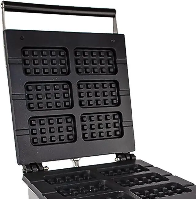 Alt view image 6 of 7 - AP-506 Square Waffle Iron | Press Type | 6 Belgium Waffles | Stainless Steel | Nonstick