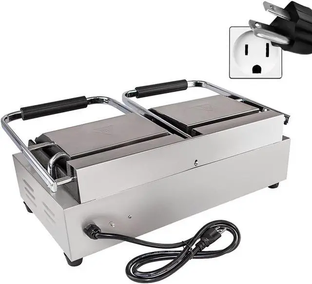 Alt view image 3 of 7 - AP-691 Double Panini Press | Half-Ribbed & Half-Flat Sandwich Maker | Cast-Iron Plates | Nonstick Coating