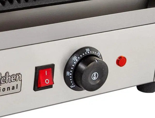 Alt view image 4 of 7 - AP-691 Double Panini Press | Half-Ribbed & Half-Flat Sandwich Maker | Cast-Iron Plates | Nonstick Coating